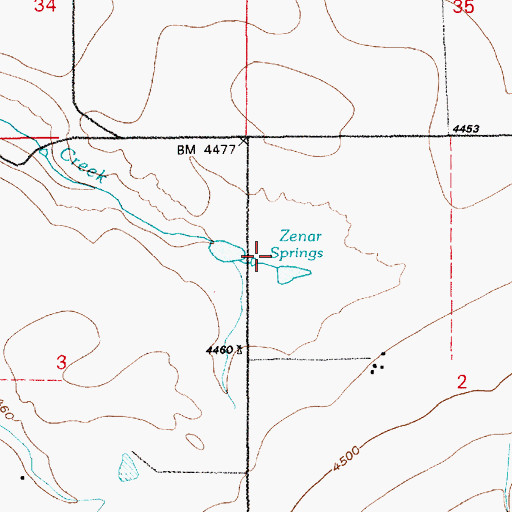 Topographic Map of Zenor Springs, WY