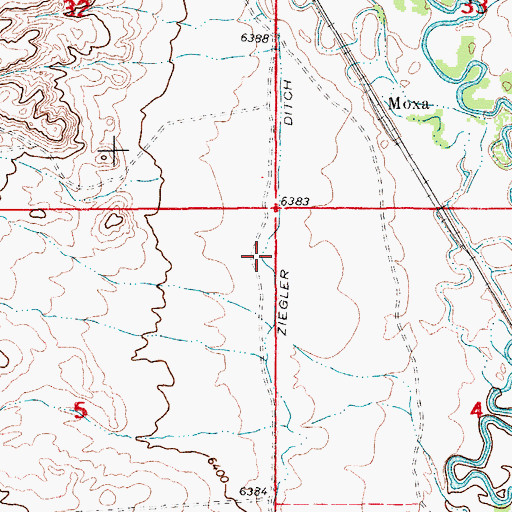 Topographic Map of Ziegler Ditch, WY