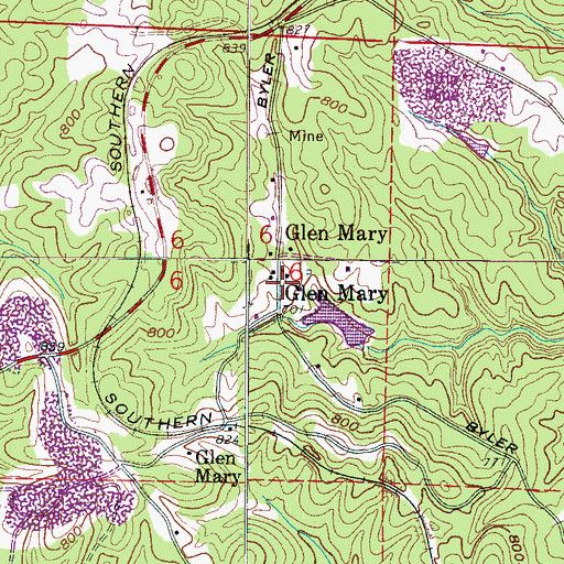 Topographic Map of Glen Mary, AL