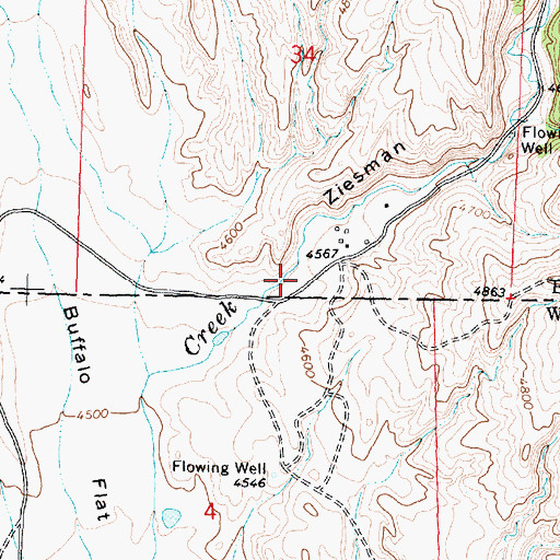 Topographic Map of Ziesman Canyon, WY