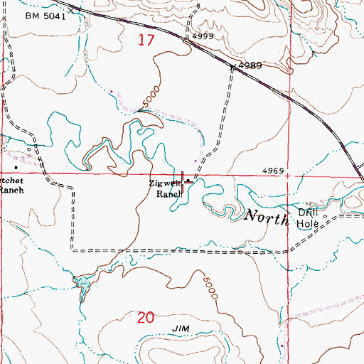 Topographic Map of Zigweid Ranch, WY