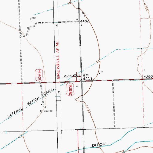 Topographic Map of Zion Church, WY