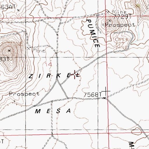 Topographic Map of Zirkel Mesa, WY