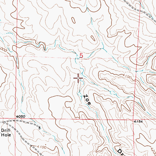Topographic Map of Zoe Draw, WY