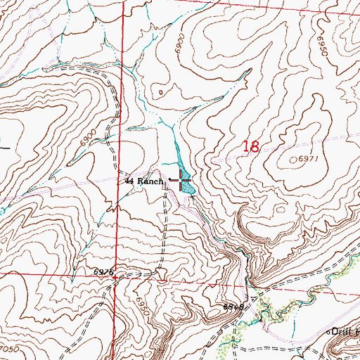 Topographic Map of 44 Ranch, WY
