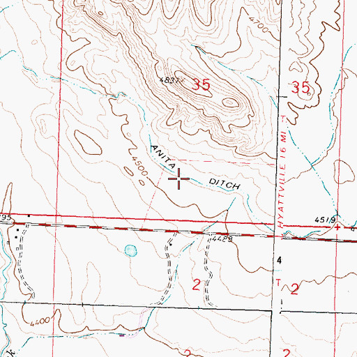 Topographic Map of Anita Ditch, WY