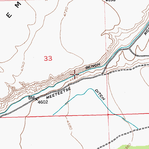 Topographic Map of Bench Canal, WY