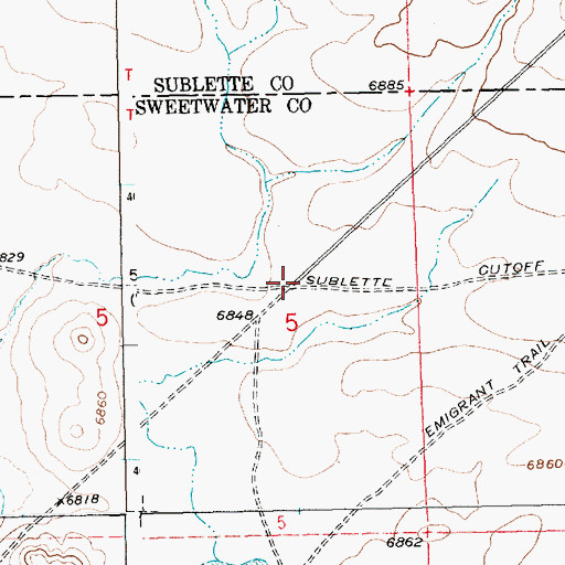 Topographic Map of Emigrant Trail, WY