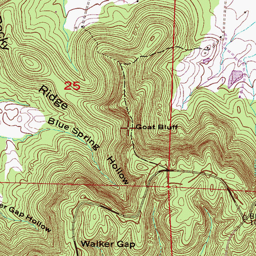 Topographic Map of Goat Bluff, AL