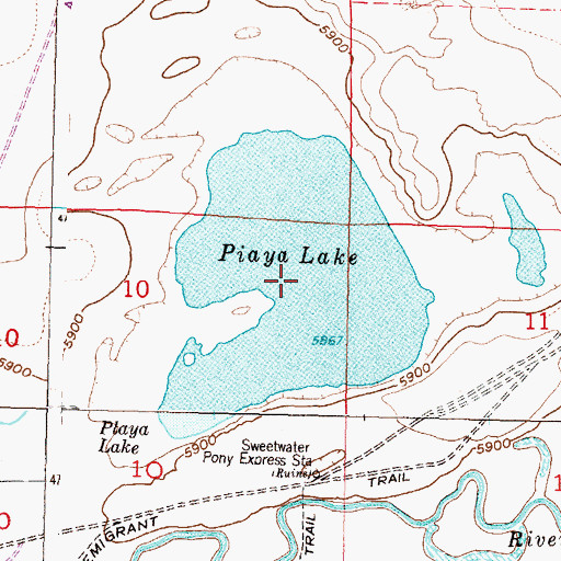 Topographic Map of Piaya Lake, WY