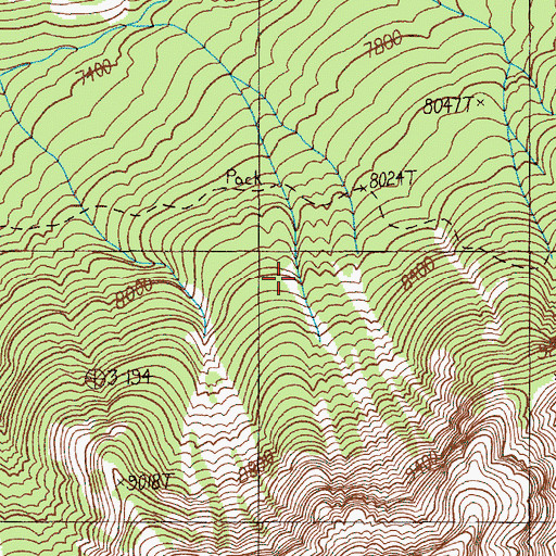Topographic Map of Thunderer Cutoff Trail, WY
