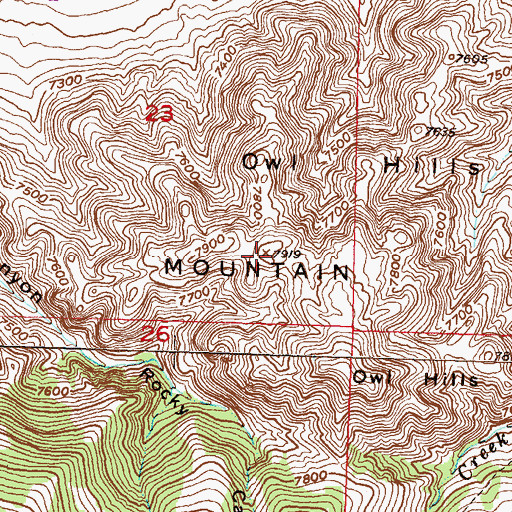 Topographic Map of Owl Hills, WY