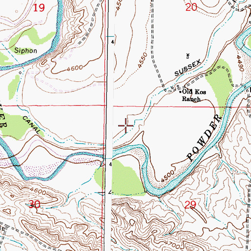 Topographic Map of Sussex Irrigation Canal, WY