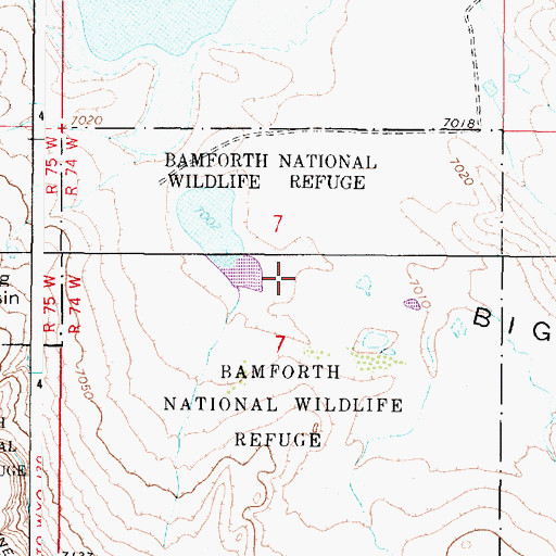 Topographic Map of Bamforth National Wildlife Refuge, WY