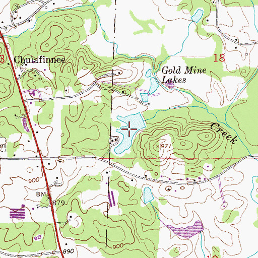Topographic Map of Gold Mine Lakes, AL