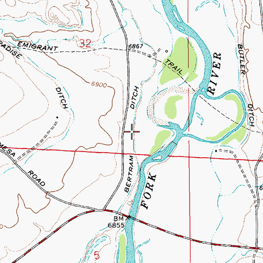 Topographic Map of Bertram Ditch, WY