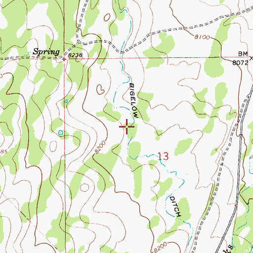 Topographic Map of Bigelow Ditch, WY