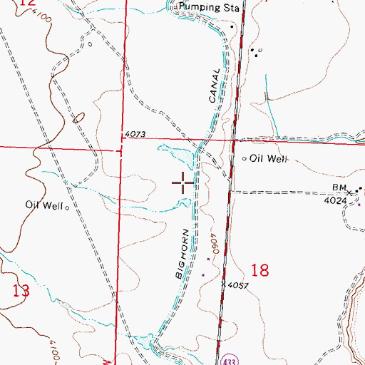 Topographic Map of Big Horn Canal, WY