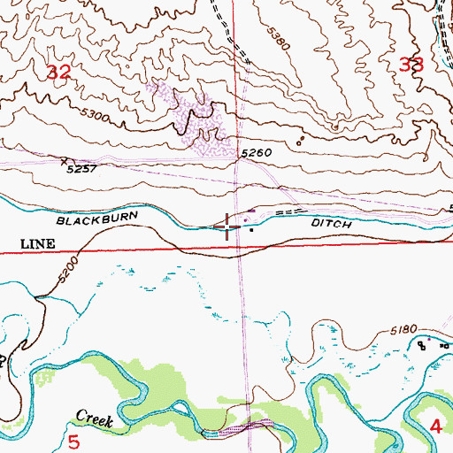 Topographic Map of Blackburn Ditch, WY