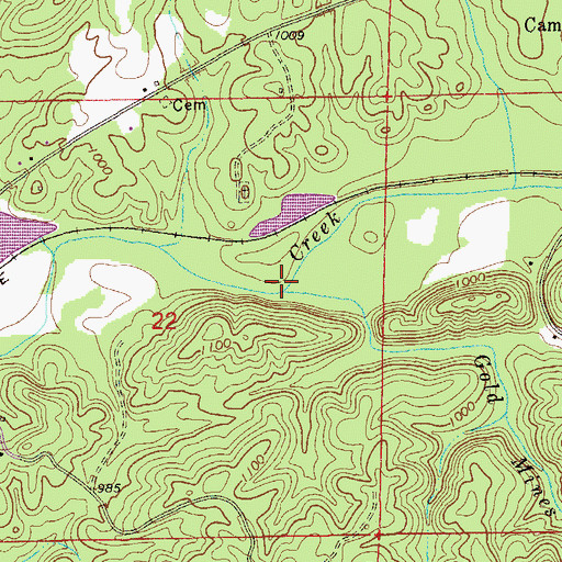 Topographic Map of Gold Mines Creek, AL