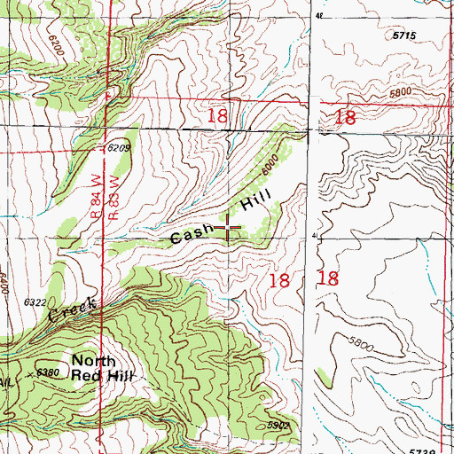 Topographic Map of Cash Hill, WY