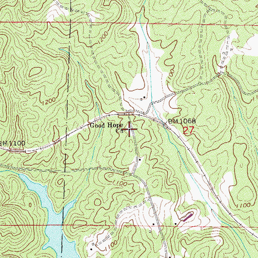 Topographic Map of Good Hope Church, AL