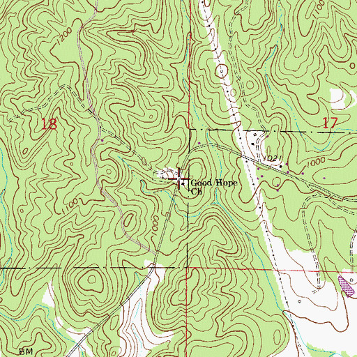 Topographic Map of Good Hope Church, AL