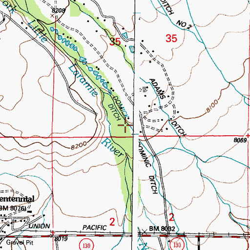 Topographic Map of Domick Ditch, WY