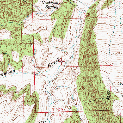 Topographic Map of Dry Cottonwood Creek, WY