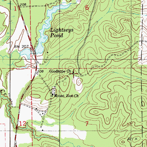 Topographic Map of Goodhope Baptist Church, AL
