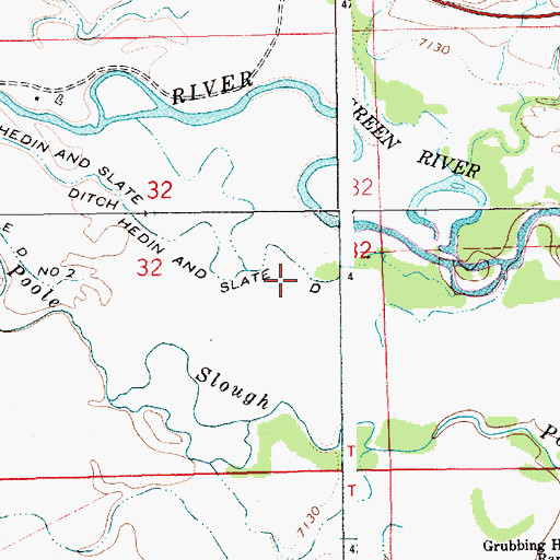 Topographic Map of Hedin and Slate Ditch, WY