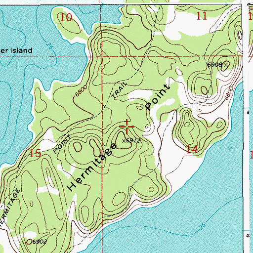 Topographic Map of Hermitage Point, WY