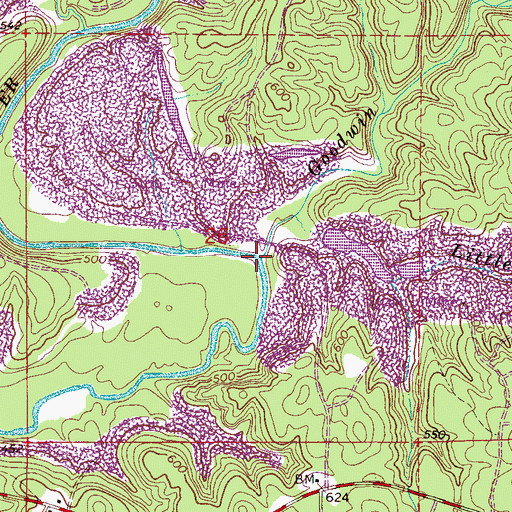 Topographic Map of Goodwin Creek, AL