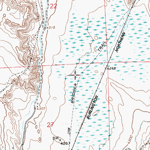 Topographic Map of Jim Bridger Trail, WY