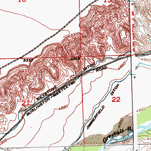 Topographic Map of Keystone Ditch, WY