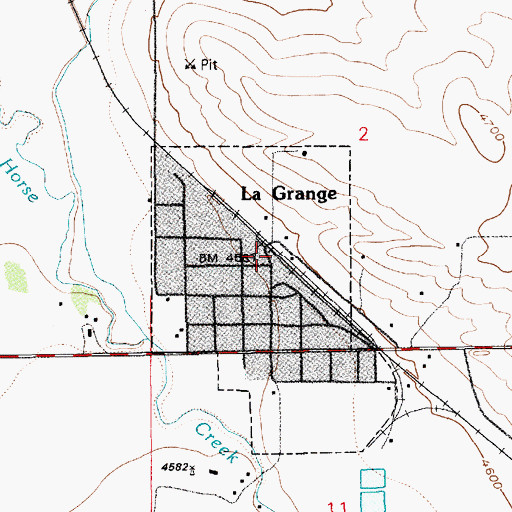 Topographic Map of La Grange, WY