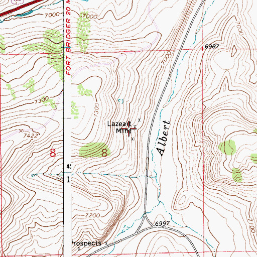 Topographic Map of Lazeart Mine, WY