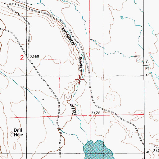 Topographic Map of McNinch Supply Ditch, WY