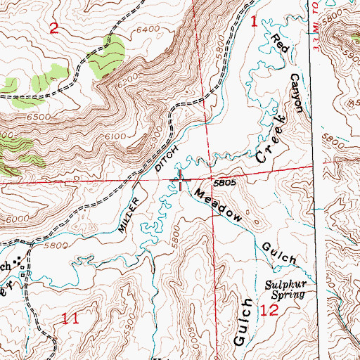 Topographic Map of Meadow Gulch, WY