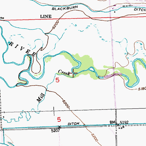 Topographic Map of Mill Creek, WY