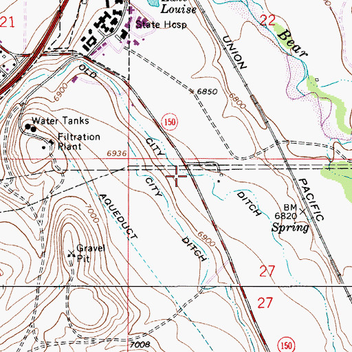Topographic Map of Old City Ditch, WY