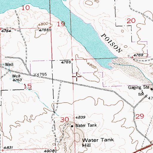 Topographic Map of Pavillion Main Lateral, WY