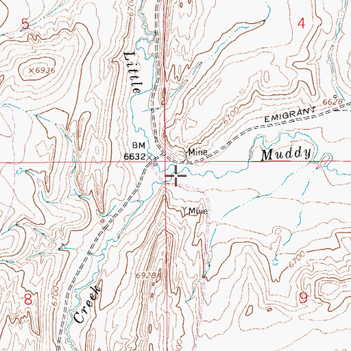 Topographic Map of Ryckman Creek, WY