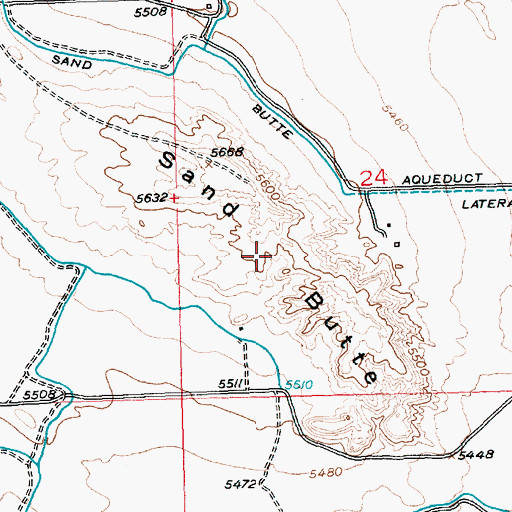 Topographic Map of Sand Butte, WY