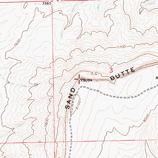 Topographic Map of Sand Butte Rim, WY