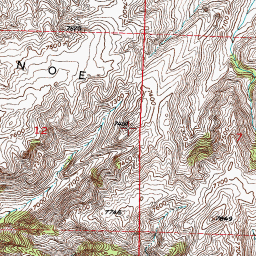 Topographic Map of Seminoe Mountains, WY