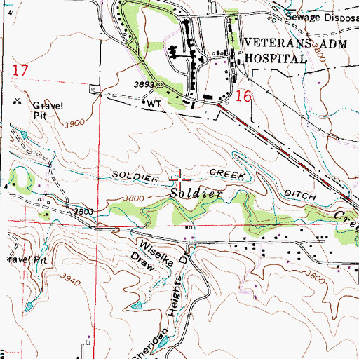 Topographic Map of Soldier Creek Ditch, WY