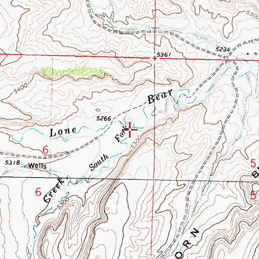 Topographic Map of South Fork Lone Bear Creek, WY