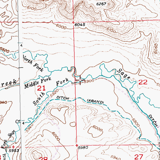Topographic Map of South Fork Sage Creek, WY