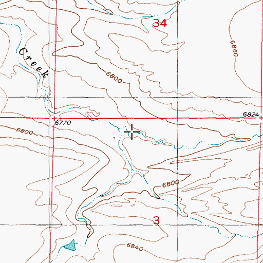 Topographic Map of South Fork Spring Creek, WY